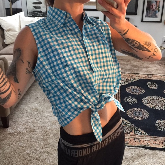 Ralph Lauren Tops - Lauren Ralph Lauren Checked Tie Front Button Up